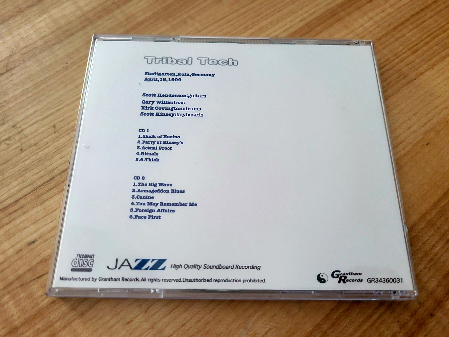 TRIBAL TECH LIVE KOLN, GERMANY 1999 WITH SCOTT HENDERSON 2 CDs NEW!