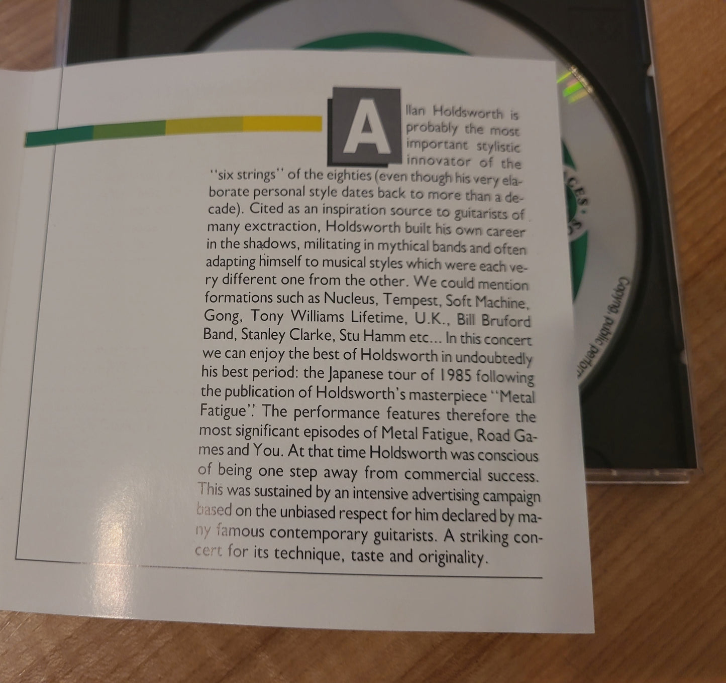 ALLAN HOLDSWORTH QUARTET / LIVE IN JAPAN 1985 CD IMPORTED FROM JAPAN